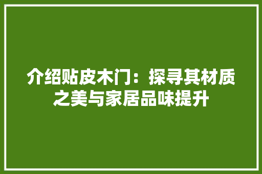 介绍贴皮木门：探寻其材质之美与家居品味提升 家居装修
