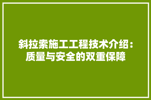 斜拉索施工工程技术介绍：质量与安全的双重保障 室内设计