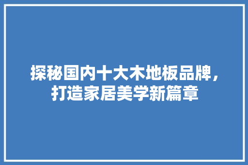 探秘国内十大木地板品牌，打造家居美学新篇章 室内设计