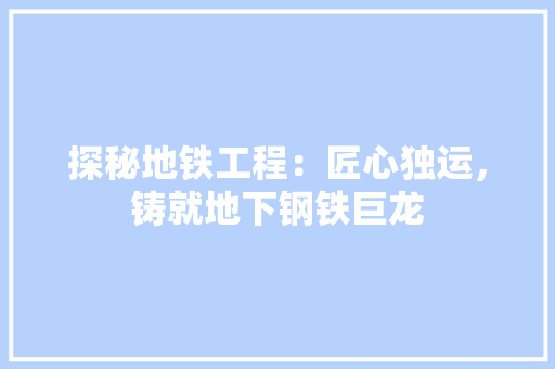 探秘地铁工程：匠心独运，铸就地下钢铁巨龙