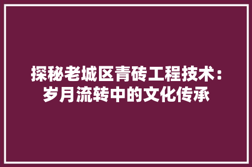探秘老城区青砖工程技术：岁月流转中的文化传承 室内设计