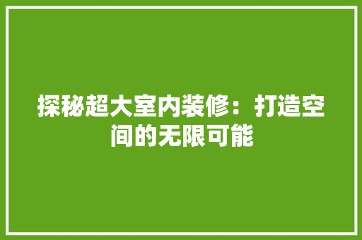 探秘超大室内装修：打造空间的无限可能