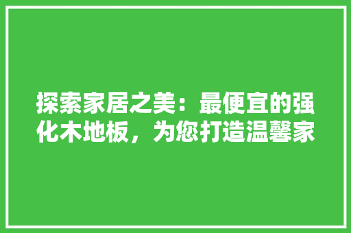 探索家居之美：最便宜的强化木地板，为您打造温馨家园 室内设计