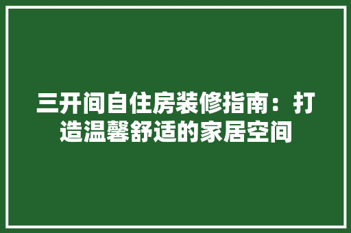三开间自住房装修指南：打造温馨舒适的家居空间