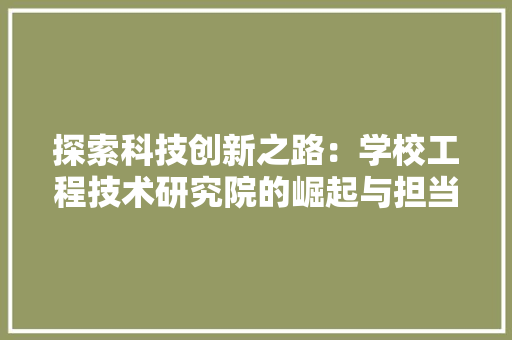 探索科技创新之路：学校工程技术研究院的崛起与担当 室内设计