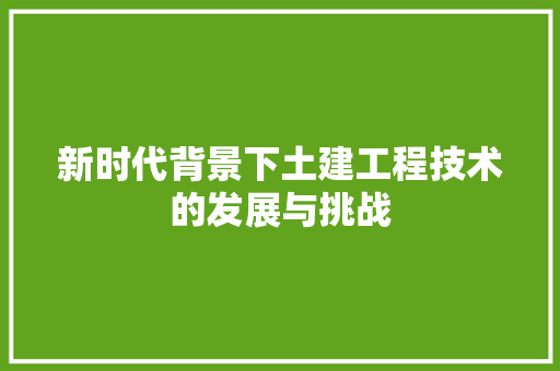 新时代背景下土建工程技术的发展与挑战 室内设计