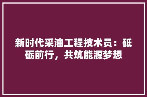 新时代采油工程技术员：砥砺前行，共筑能源梦想 室内设计