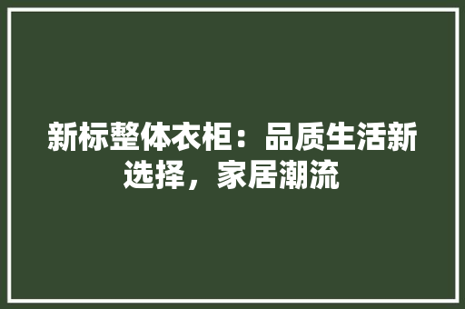 新标整体衣柜：品质生活新选择，家居潮流 室内设计