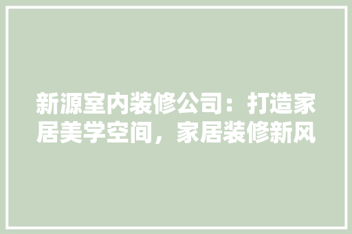 新源室内装修公司：打造家居美学空间，家居装修新风尚 室内设计