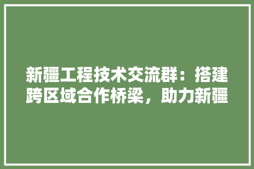 新疆工程技术交流群：搭建跨区域合作桥梁，助力新疆高质量发展 室内设计