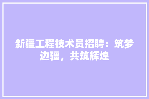 新疆工程技术员招聘：筑梦边疆，共筑辉煌 室内设计