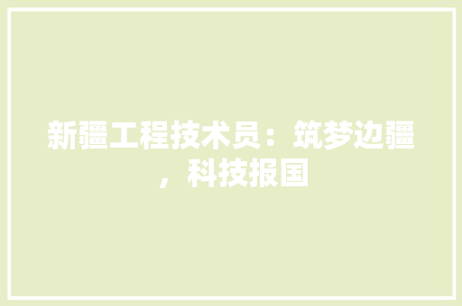 新疆工程技术员：筑梦边疆，科技报国 室内设计
