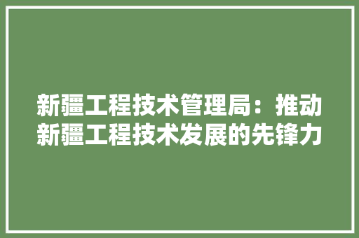 新疆工程技术管理局：推动新疆工程技术发展的先锋力量 室内设计