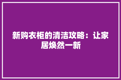 新购衣柜的清洁攻略：让家居焕然一新 室内设计