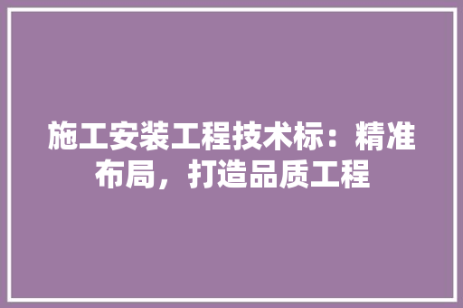 施工安装工程技术标：精准布局，打造品质工程 室内设计