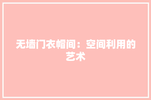 无墙门衣帽间：空间利用的艺术 室内设计