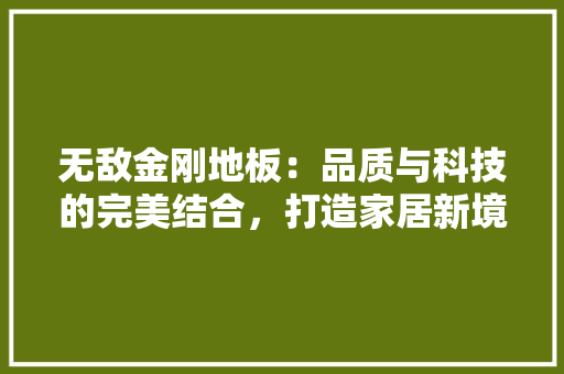 无敌金刚地板：品质与科技的完美结合，打造家居新境界 室内设计