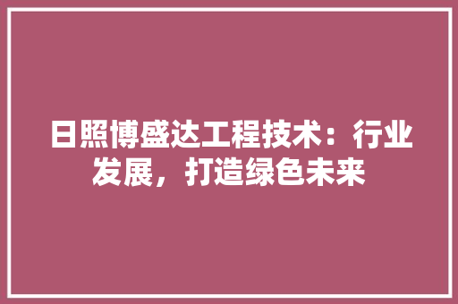日照博盛达工程技术：行业发展，打造绿色未来 室内设计