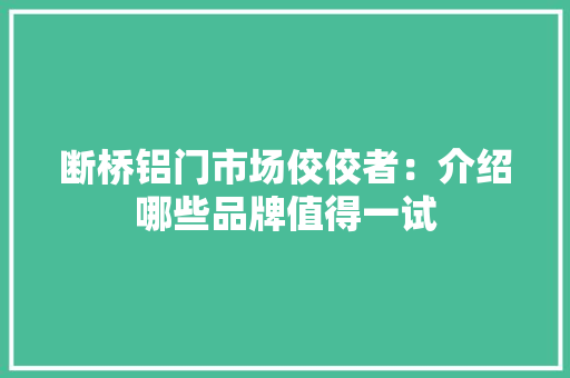 断桥铝门市场佼佼者：介绍哪些品牌值得一试 室内设计