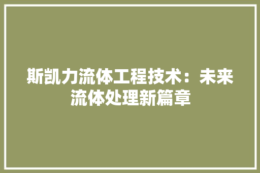 斯凯力流体工程技术：未来流体处理新篇章 室内设计