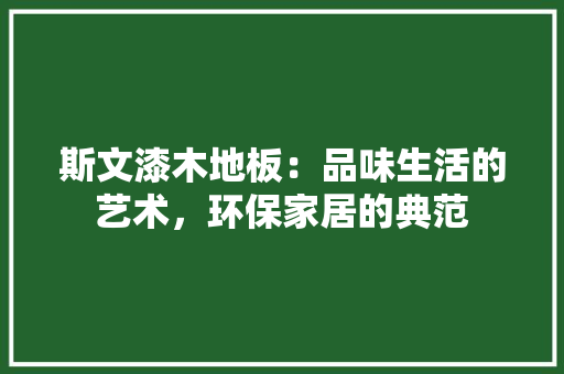 斯文漆木地板：品味生活的艺术，环保家居的典范 室内设计
