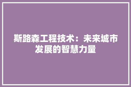 斯路森工程技术：未来城市发展的智慧力量 室内设计