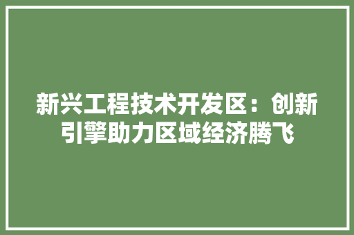 新兴工程技术开发区：创新引擎助力区域经济腾飞