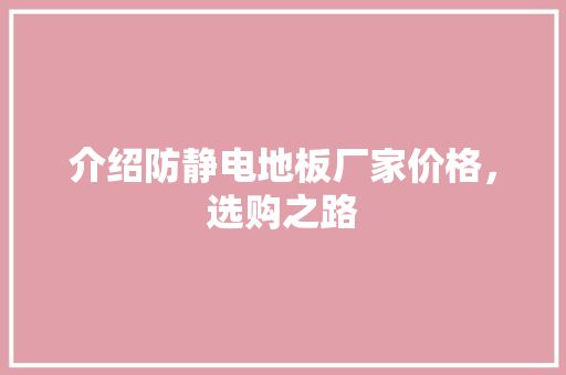 介绍防静电地板厂家价格，选购之路 家居装修