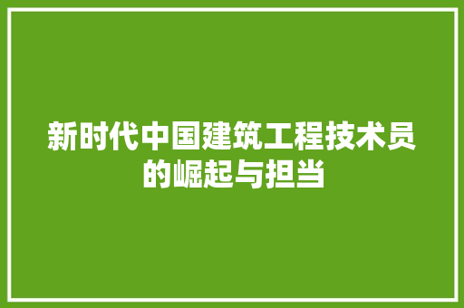 新时代中国建筑工程技术员的崛起与担当 室内设计