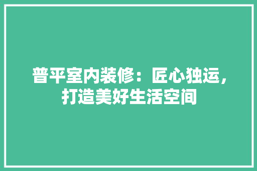 普平室内装修：匠心独运，打造美好生活空间 室内设计