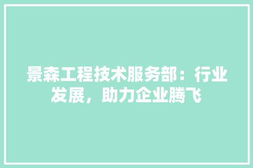 景森工程技术服务部：行业发展，助力企业腾飞