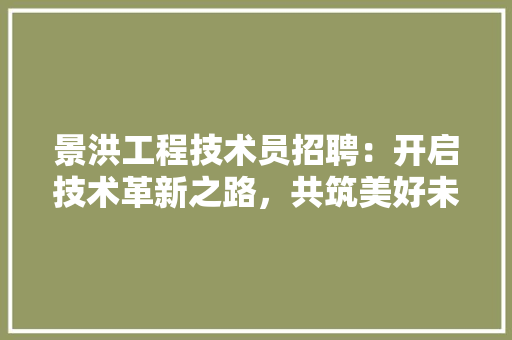景洪工程技术员招聘：开启技术革新之路，共筑美好未来 室内设计