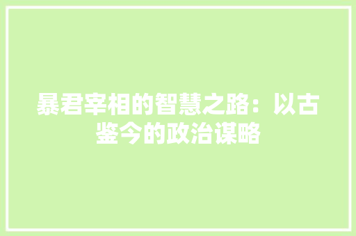 暴君宰相的智慧之路：以古鉴今的政治谋略 室内设计