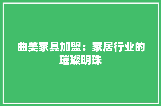 曲美家具加盟：家居行业的璀璨明珠 室内设计