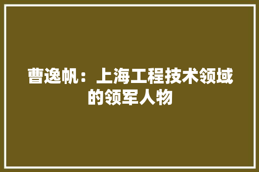 曹逸帆：上海工程技术领域的领军人物 室内设计