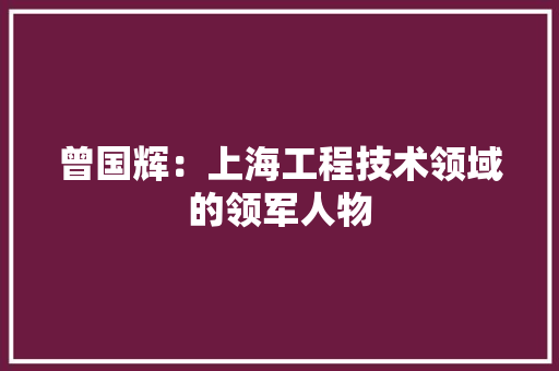 曾国辉：上海工程技术领域的领军人物 室内设计