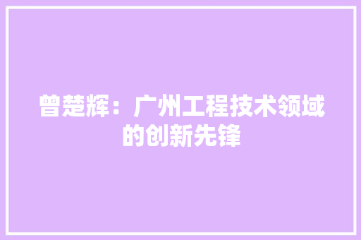 曾楚辉：广州工程技术领域的创新先锋 室内设计