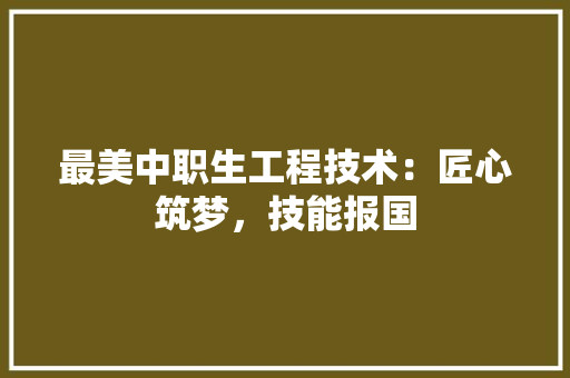 最美中职生工程技术：匠心筑梦，技能报国 室内设计