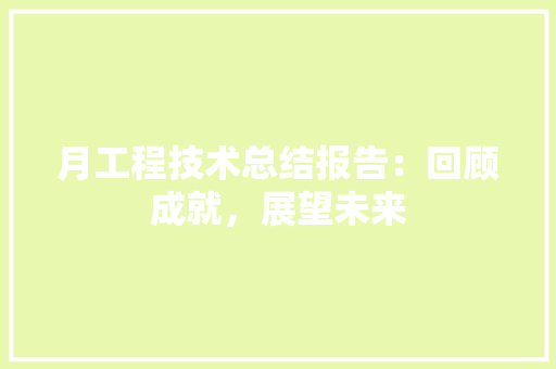 月工程技术总结报告：回顾成就，展望未来