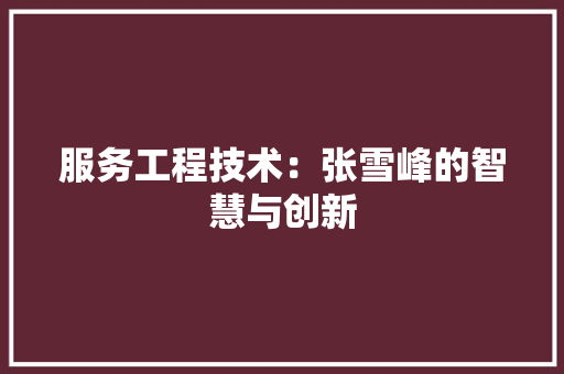 服务工程技术：张雪峰的智慧与创新 室内设计
