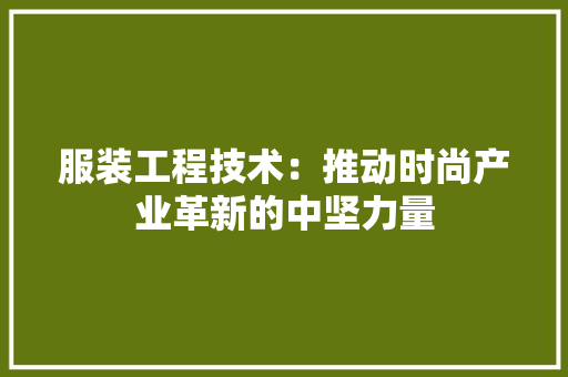 服装工程技术：推动时尚产业革新的中坚力量 室内设计