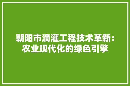 朝阳市滴灌工程技术革新：农业现代化的绿色引擎 室内设计