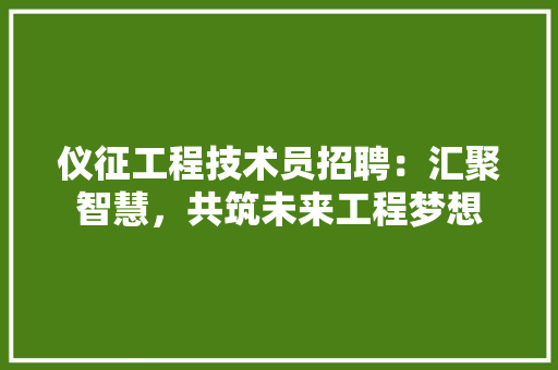 仪征工程技术员招聘：汇聚智慧，共筑未来工程梦想 家居装修