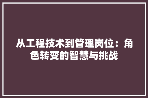 从工程技术到管理岗位：角色转变的智慧与挑战