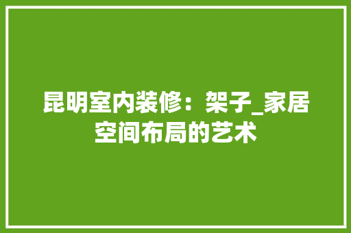 昆明室内装修：架子_家居空间布局的艺术