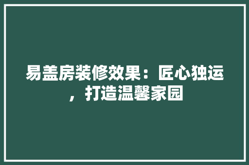 易盖房装修效果：匠心独运，打造温馨家园 室内设计