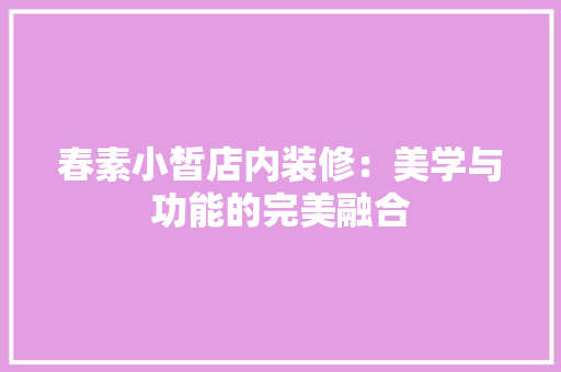 春素小皙店内装修：美学与功能的完美融合 室内设计