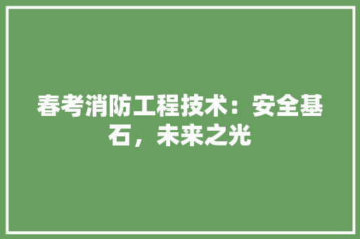 春考消防工程技术：安全基石，未来之光 室内设计