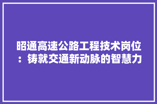 昭通高速公路工程技术岗位：铸就交通新动脉的智慧力量
