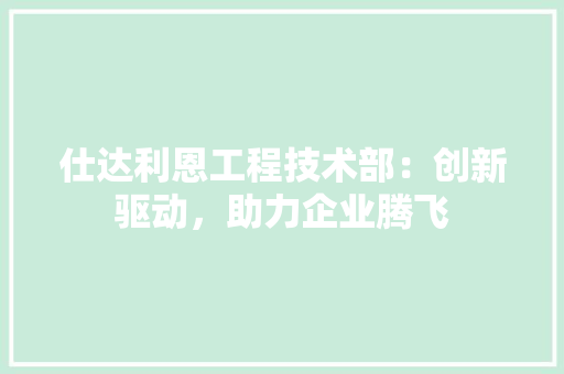 仕达利恩工程技术部：创新驱动，助力企业腾飞